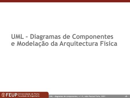 UML – Diagramas de Componentes e Modelação da Arquitectura Física