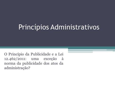 Princípios Administrativos