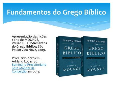 Fundamentos do Grego Bíblico