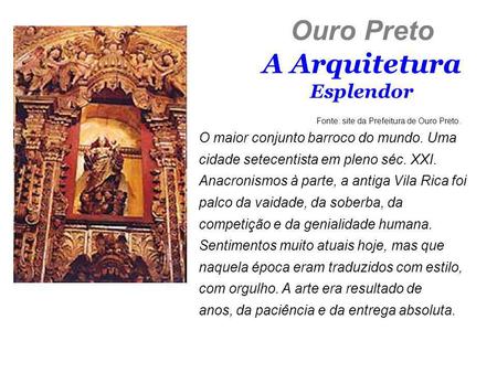 Ouro Preto A Arquitetura Esplendor