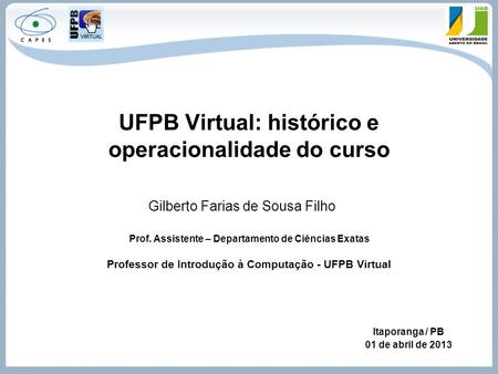 UFPB Virtual: histórico e operacionalidade do curso