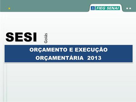 SESI Goiás ORÇAMENTO E EXECUÇÃO ORÇAMENTÁRIA 2013.
