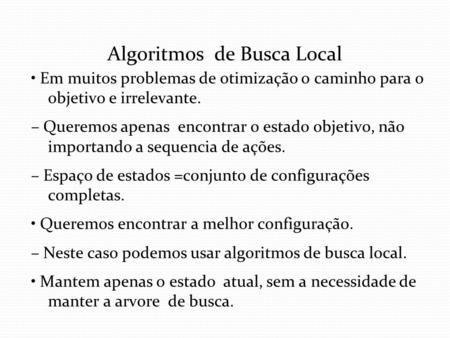 Algoritmos de Busca Local
