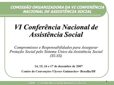 VI Conferência Nacional de Assistência Social