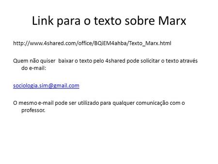 Link para o texto sobre Marx