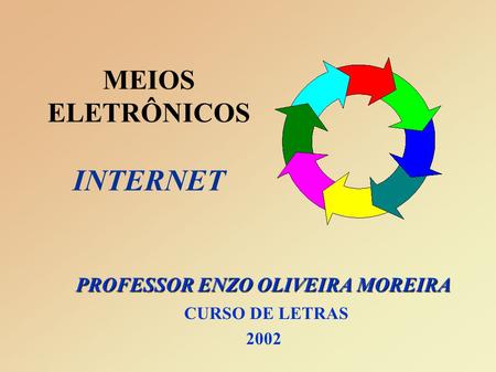 MEIOS ELETRÔNICOS INTERNET PROFESSOR ENZO OLIVEIRA MOREIRA CURSO DE LETRAS 2002.