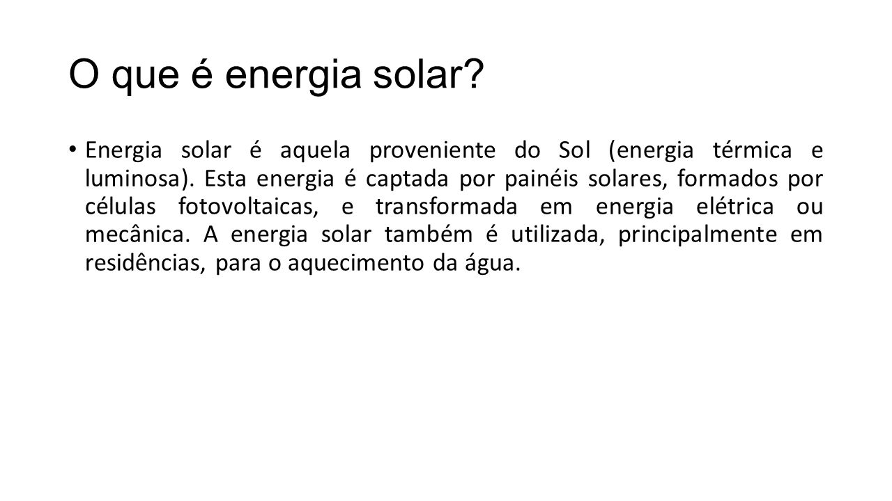 O que é energia solar