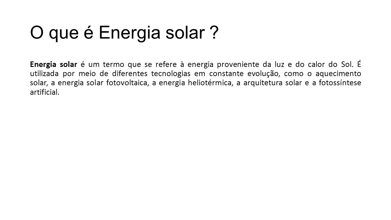 O que é Energia solar