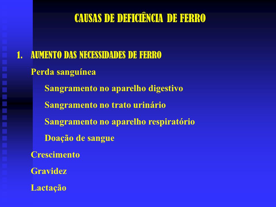 CAUSAS DE DEFICIÊNCIA DE FERRO
