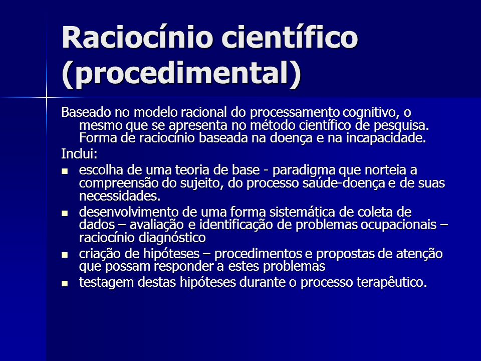 Raciocínio científico (procedimental)