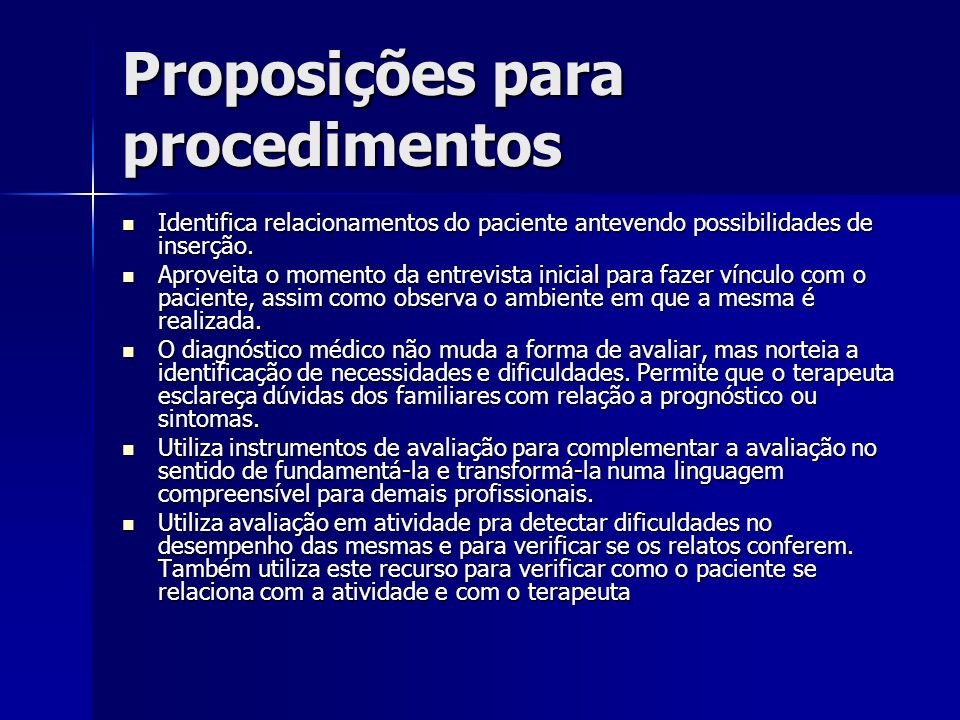 Proposições para procedimentos