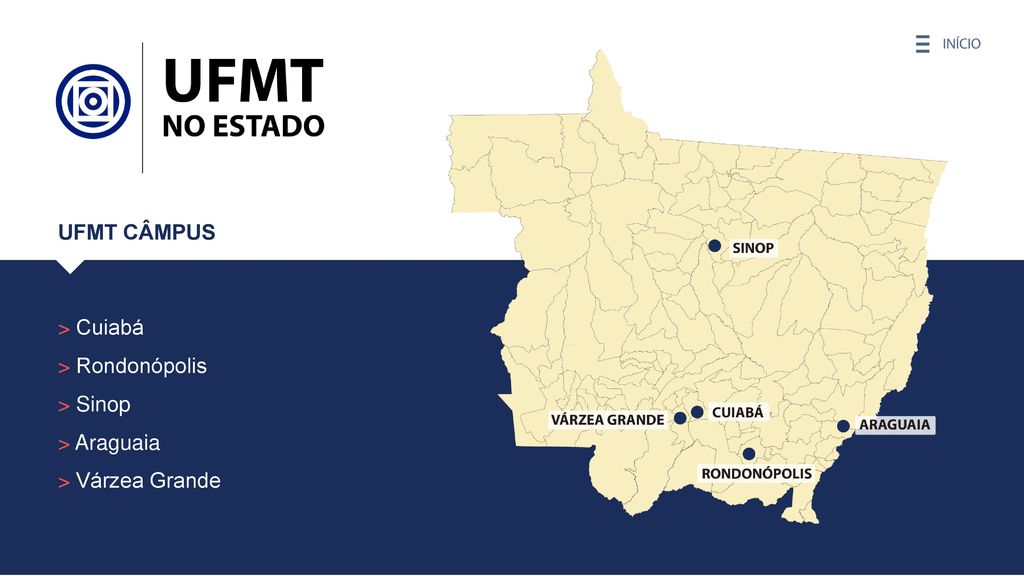 UFMT CÂMPUS > Cuiabá > Rondonópolis > Sinop > Araguaia > Várzea Grande