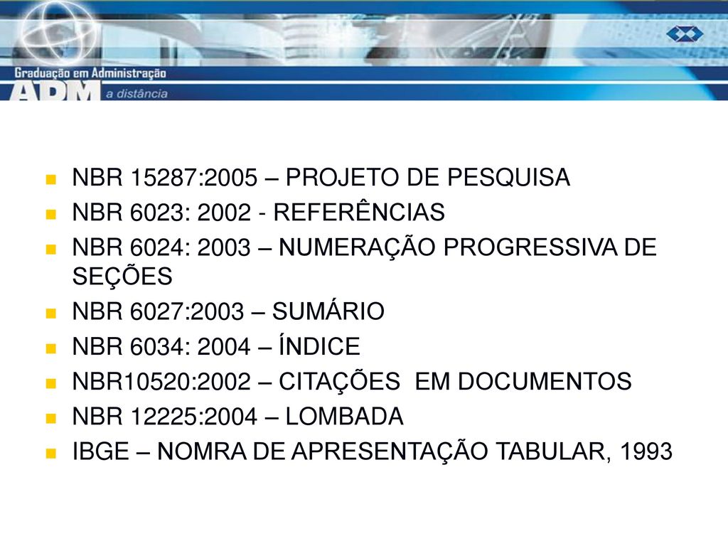 NBR 15287:2005 – PROJETO DE PESQUISA