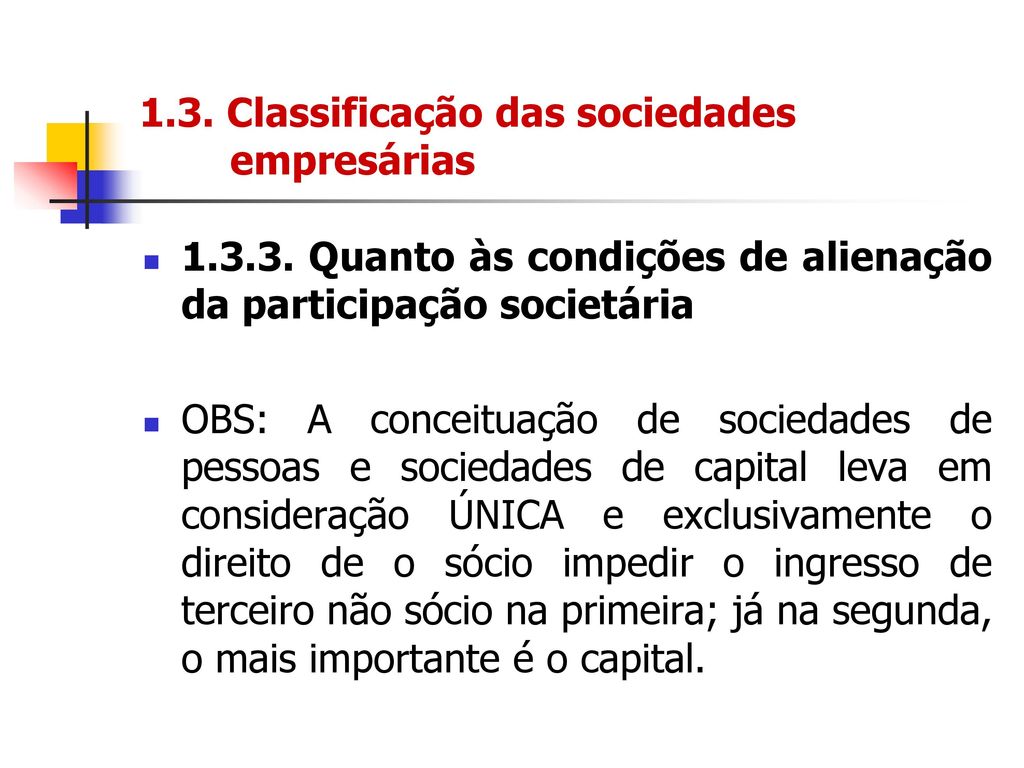 1.3. Classificação das sociedades empresárias
