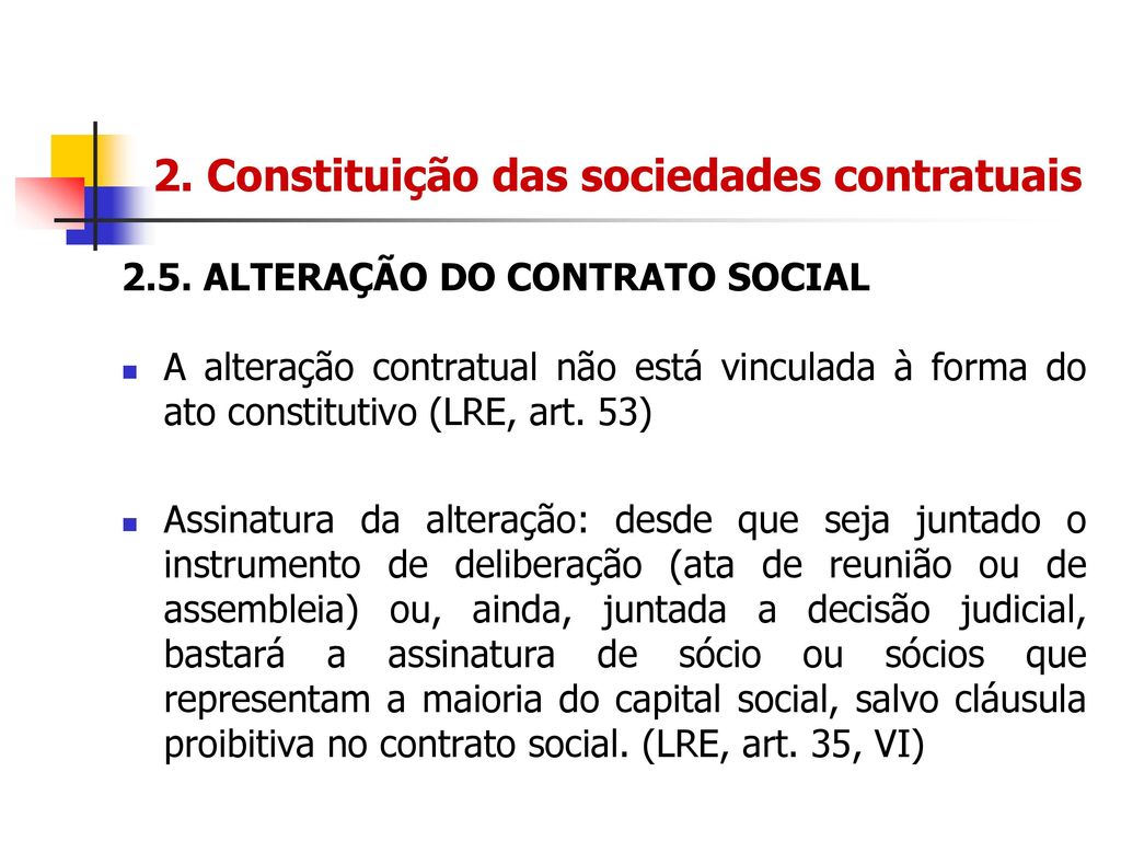 2. Constituição das sociedades contratuais
