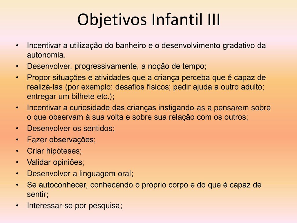 Objetivos Infantil III