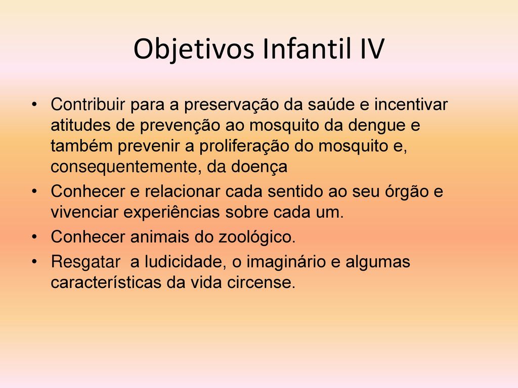 Objetivos Infantil IV