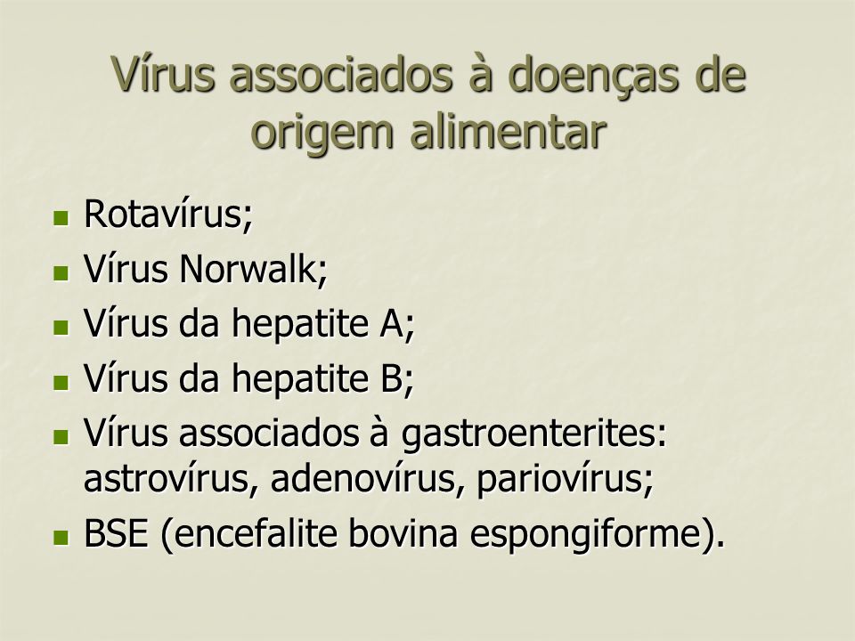 Vírus associados à doenças de origem alimentar