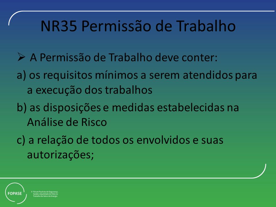 NR35 Permissão de Trabalho