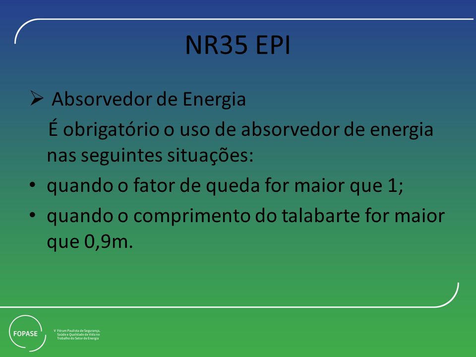 NR35 EPI Absorvedor de Energia