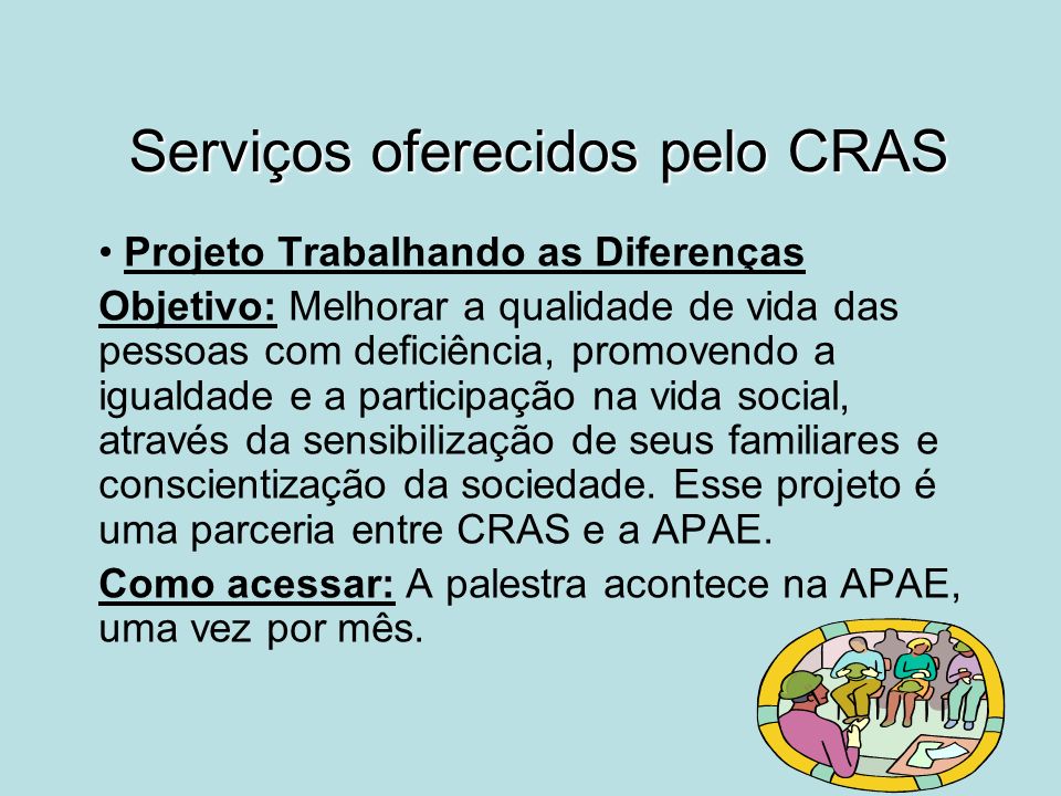 Serviços oferecidos pelo CRAS