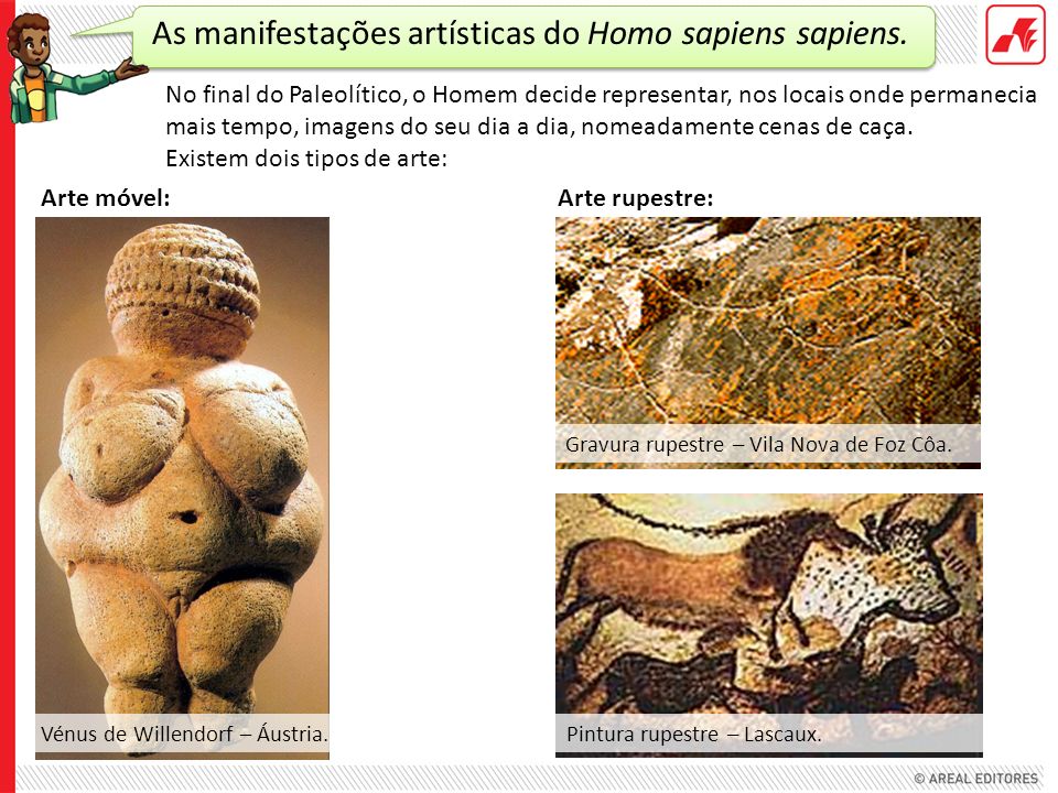 As manifestações artísticas do Homo sapiens sapiens.