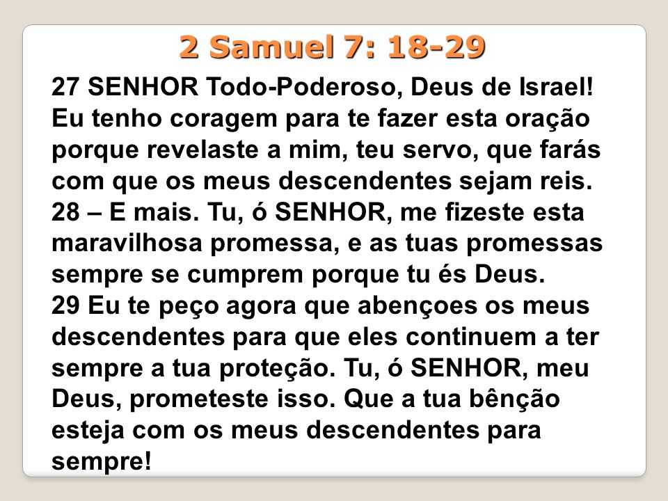 2 Samuel 7: 18-29