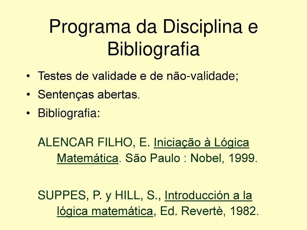 Programa da Disciplina e Bibliografia