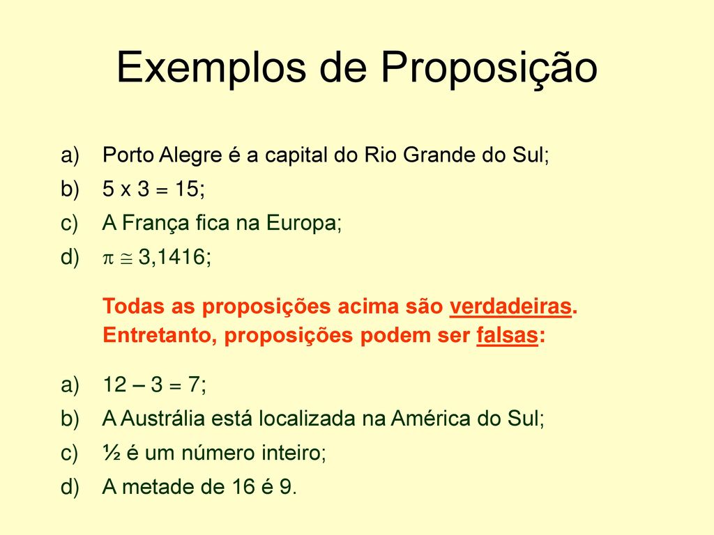 Exemplos de Proposição