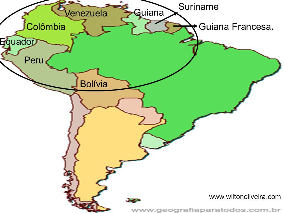 Guiana Francesa. Suriname Venezuela Guiana Colômbia Equador Peru