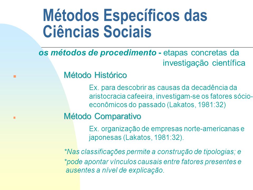 Métodos Específicos das Ciências Sociais