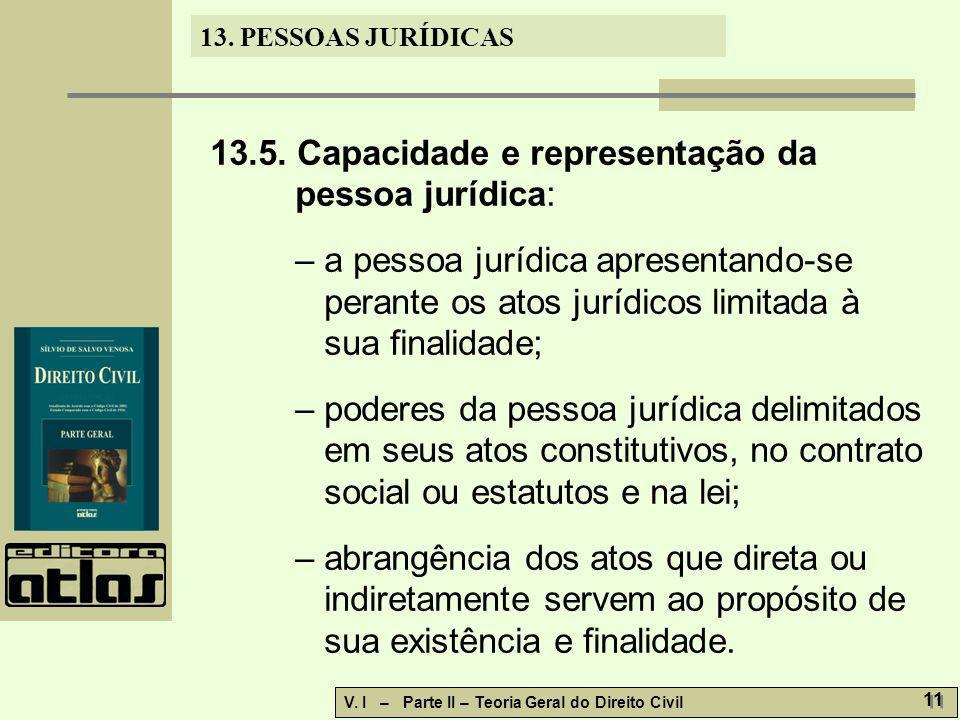 13.5. Capacidade e representação da pessoa jurídica: