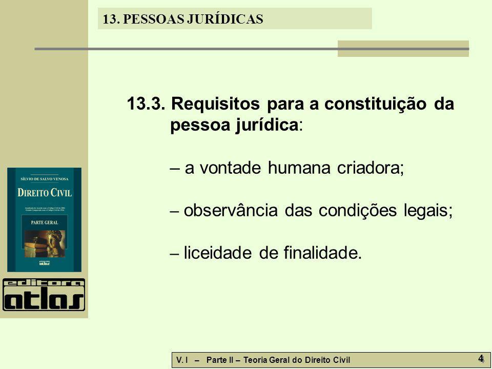 13.3. Requisitos para a constituição da pessoa jurídica: