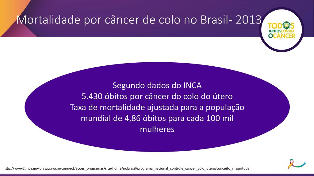 Mortalidade por câncer de colo no Brasil- 2013