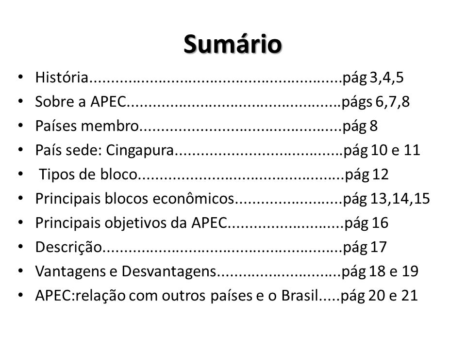 Sumário História pág 3,4,5.