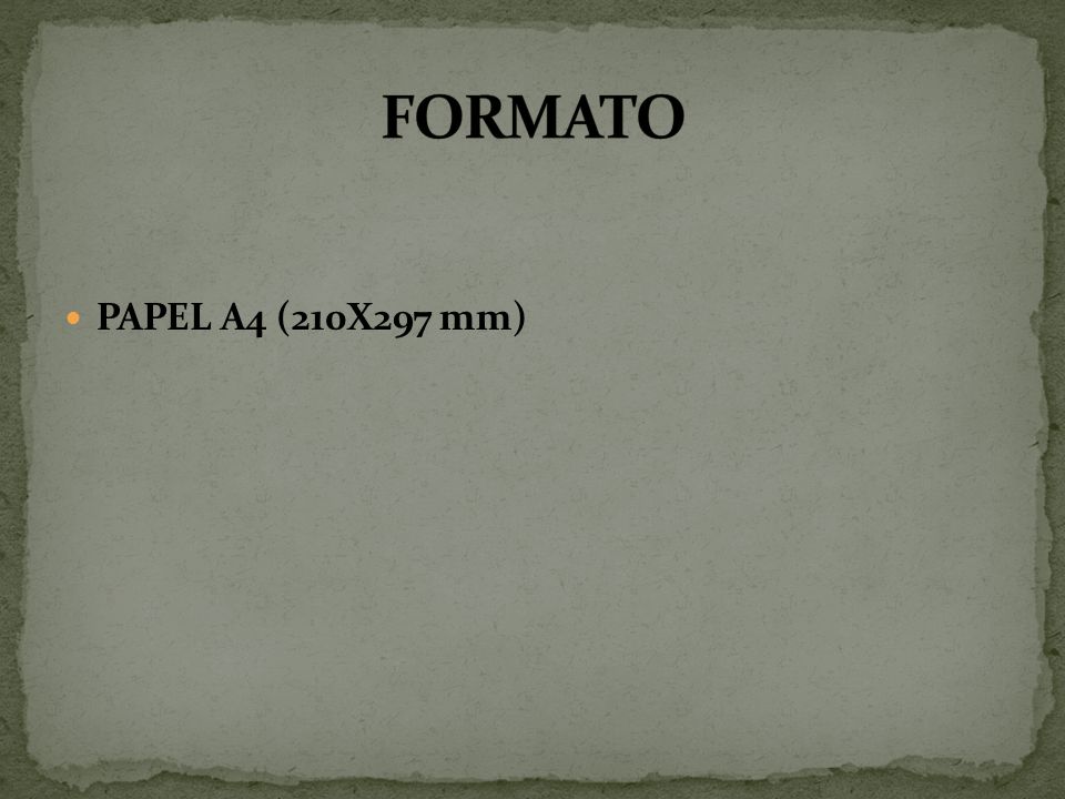 FORMATO PAPEL A4 (210X297 mm)