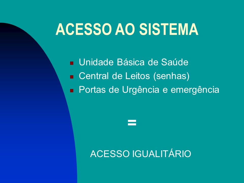 ACESSO AO SISTEMA Unidade Básica de Saúde Central de Leitos (senhas)