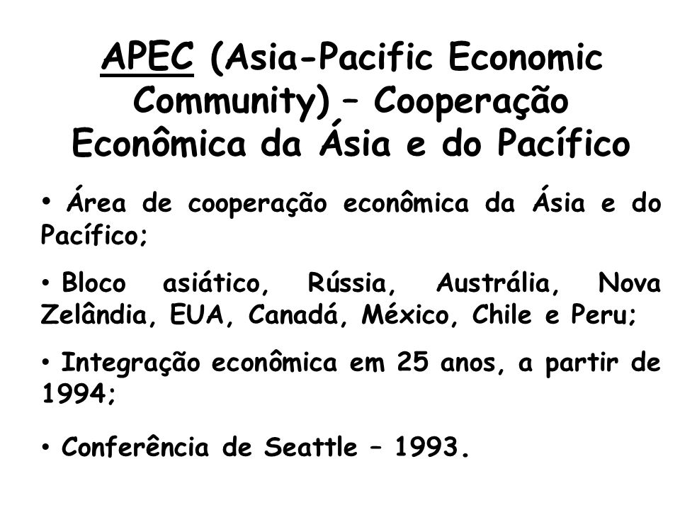 APEC (Asia-Pacific Economic Community) – Cooperação Econômica da Ásia e do Pacífico