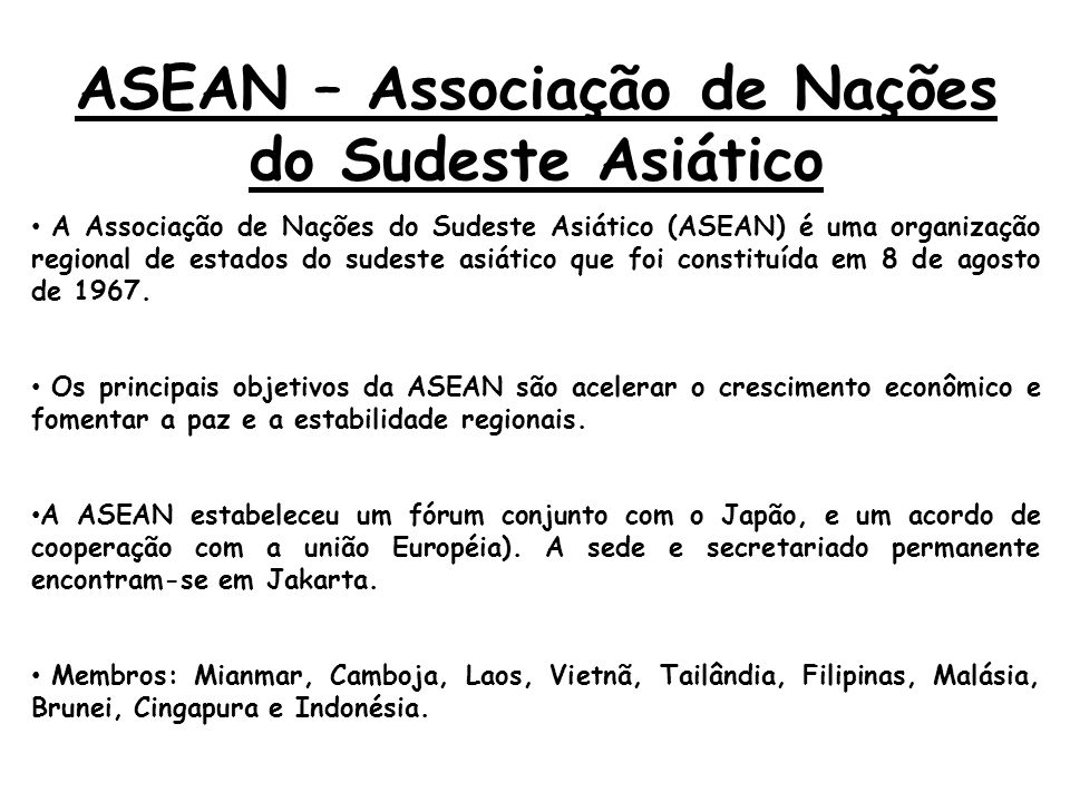 ASEAN – Associação de Nações do Sudeste Asiático