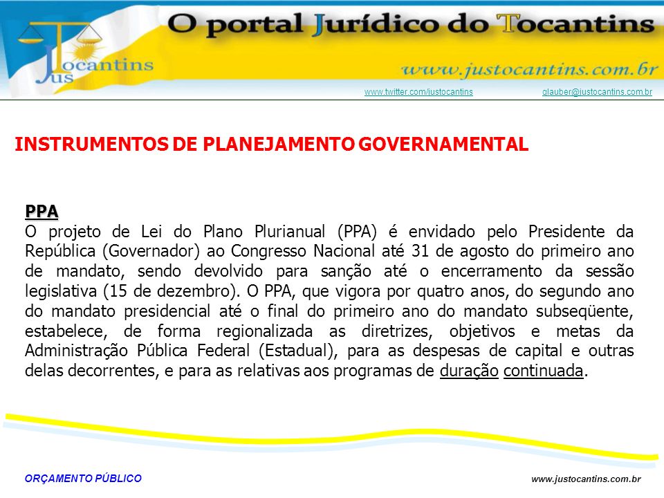 INSTRUMENTOS DE PLANEJAMENTO GOVERNAMENTAL