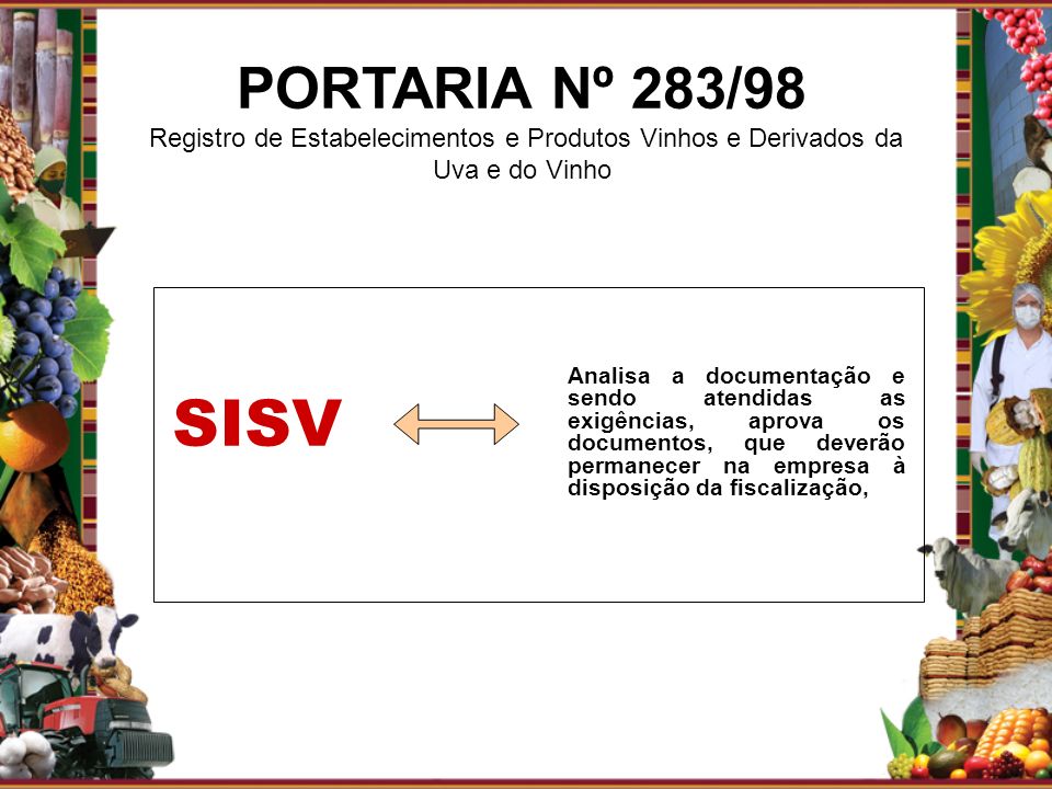 PORTARIA Nº 283/98 Registro de Estabelecimentos e Produtos Vinhos e Derivados da Uva e do Vinho
