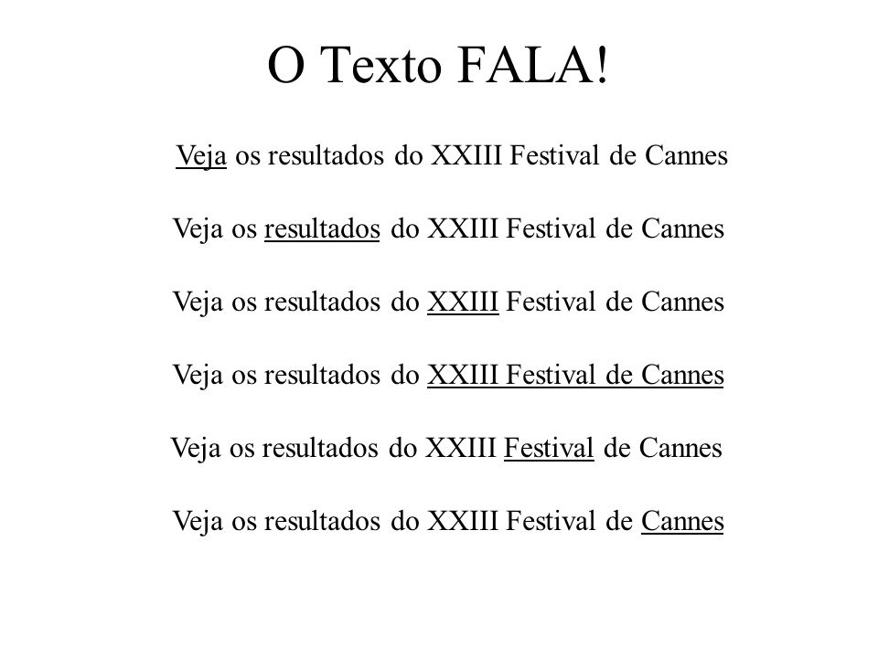O Texto FALA! Veja os resultados do XXIII Festival de Cannes