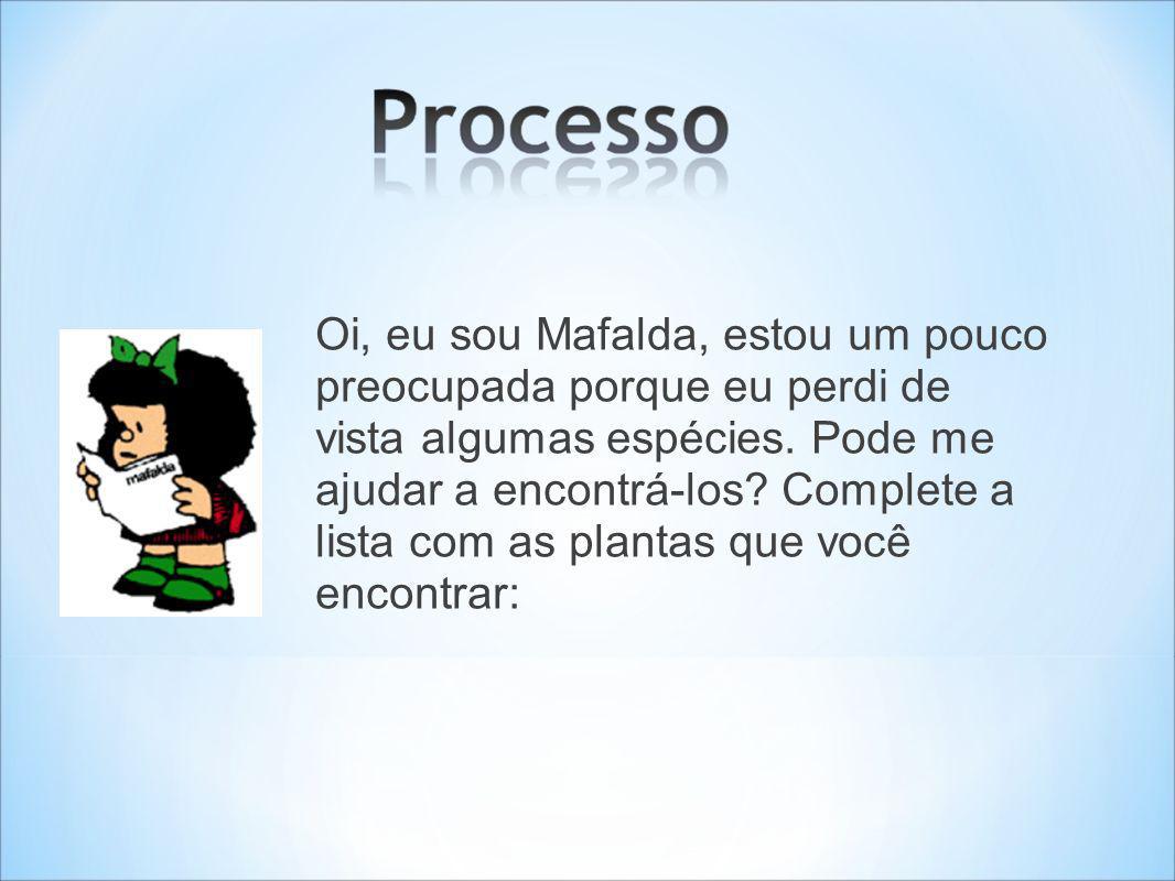 Oi, eu sou Mafalda, estou um pouco preocupada porque eu perdi de vista algumas espécies.