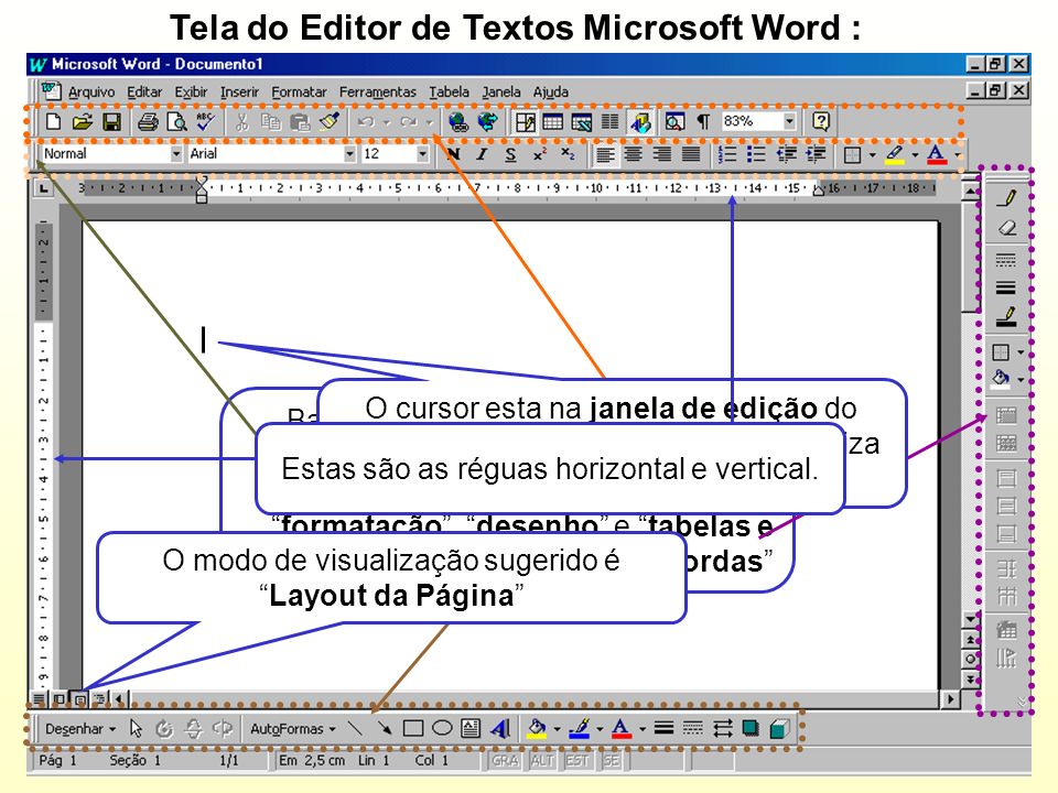 Tela do Editor de Textos Microsoft Word :