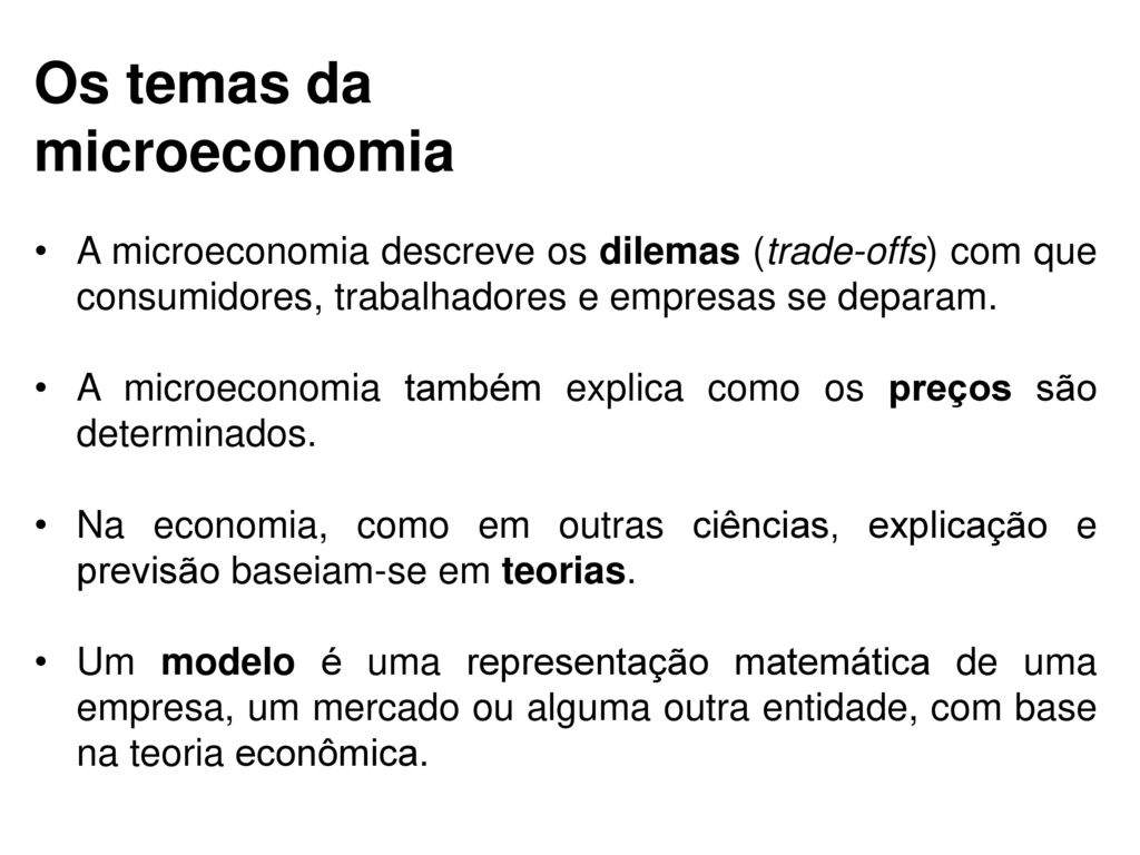 Os temas da microeconomia