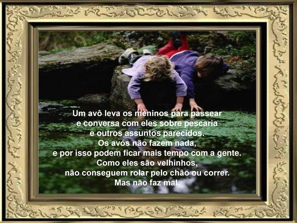 Um avô leva os meninos para passear e conversa com eles sobre pescaria