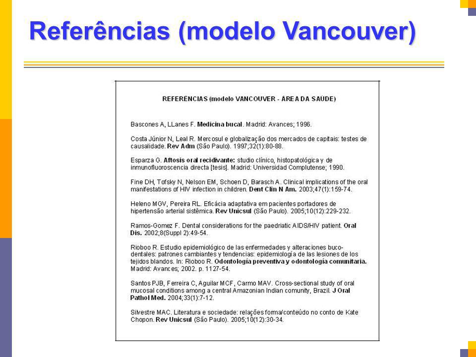 Referências (modelo Vancouver)