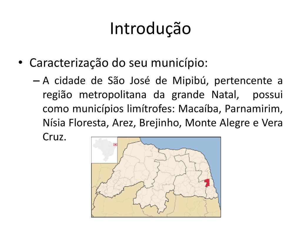 Introdução Caracterização do seu município: