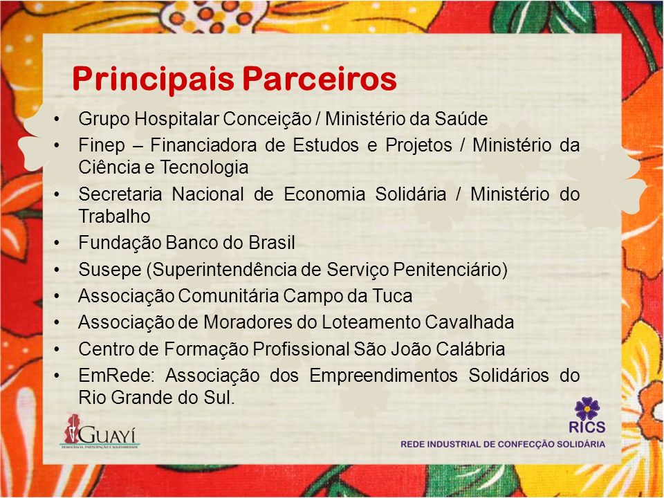 Principais Parceiros Grupo Hospitalar Conceição / Ministério da Saúde