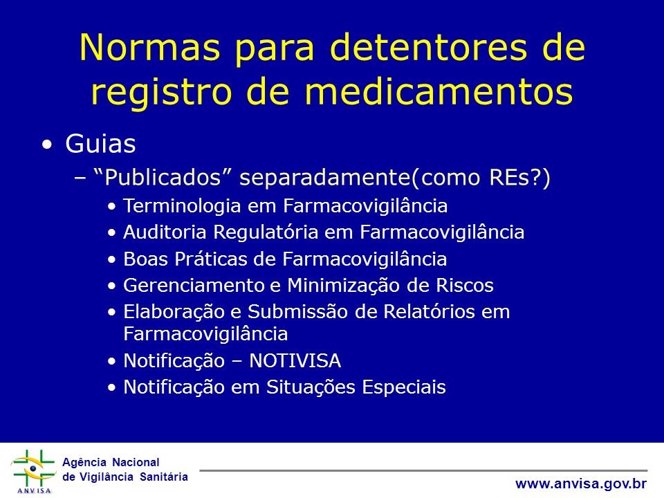 Normas para detentores de registro de medicamentos